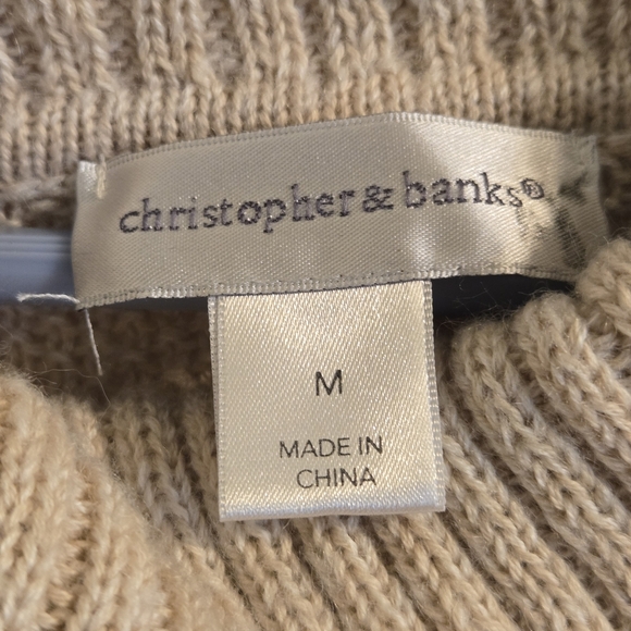 CJ Banks Womens Taupe Soft Cowl Neck Sweater Cable Detailing Ombre Fading - Picture 3 of 5